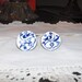 Ceramic Hand Painted Blue Birds Earrings - 1970s
