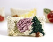 Miniature Sachet. Lavender and Maine Balsam Fir. Punch Needle Embroidery. Purple, Green, Cream. Great for Travel, Purse, Pillow.