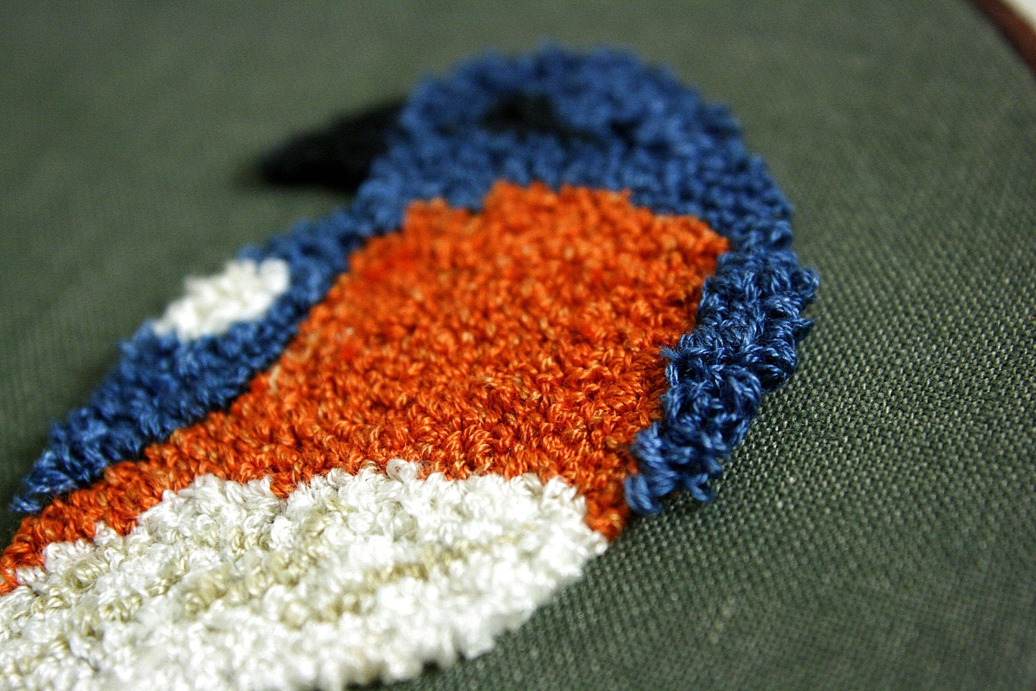 As Seen on Martha Stewart. Eco Friendly Embroidery Hoop Art. Bluebird Punch Needle Spring Home Decor. Bird, Woodland. Blue, Orange, Green.