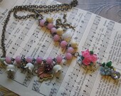 Garden full of Color.vintage assemblage old ooak enamel flower and jewelry necklace