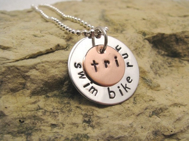 Triathlon Sterling Silver Charm - swim bike run - Tri Jewelry - can also be Duathlon