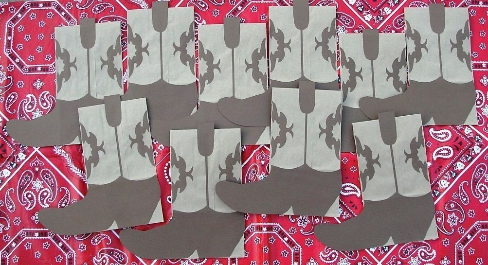 Cowboy Boot Birthday Party Treat Sacks BOOTS Western Farm Theme Goody Bags by jettabees on Etsy