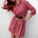 Easter Sale- 70s Red Paisley Shirtdress. Woodland Folk. Spring Fashion. Boho . Sexy Dress. Summer Cotton Dress. Size Large