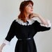 1960s Black Dress. Lace Collar. Mod. Young Edwardian. Weddings. Summer Dress. Size Large