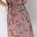 Summer Sale - Vintage 1970s Butterfly Dress. Brown Beige. Boho. Summer. Fall. Office. Weddings. Back To School. Size Large