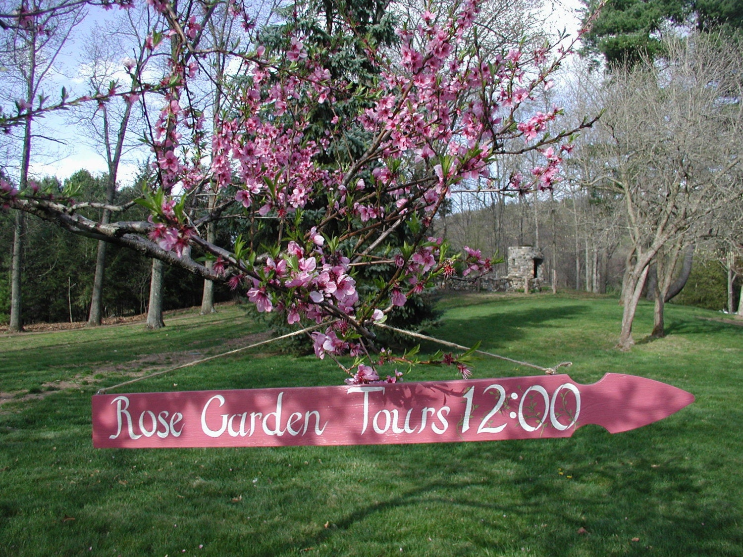 Hand Painted Rose Garden Tours Sign