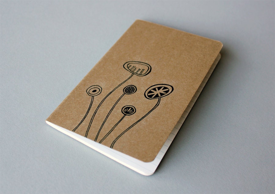 Hand Drawn Pocket Journal Cahier Notebook (Moleskine) - Wildflowers - Illustration - myhideaway