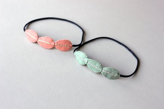 Grecian headband - Modern peach pink leaf hair accessory