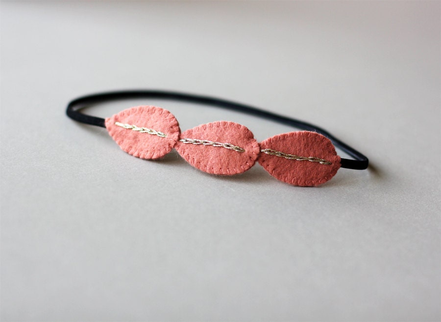 Grecian headband - Modern peach pink leaf hair accessory