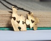 Puzzle Piece Necklace With Heart Cut Out Brass Set of Two Best Friends Gift Idea Made To  Order