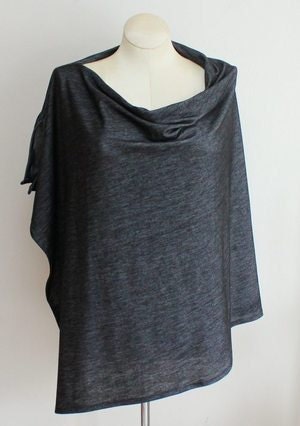 Black Denim Jersey Breastfeeding Nursing Cover Poncho Wrap Shawl