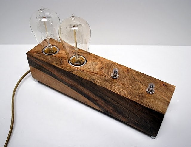 The Menlo Park Lamp- Dual Edison Bulb in Spalted Ambrosia Maple RESERVED