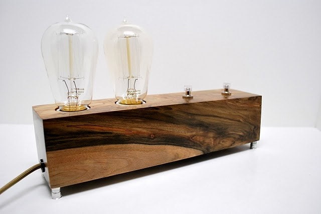 The Menlo Park Lamp- Dual Edison Bulb in Spalted Ambrosia Maple RESERVED