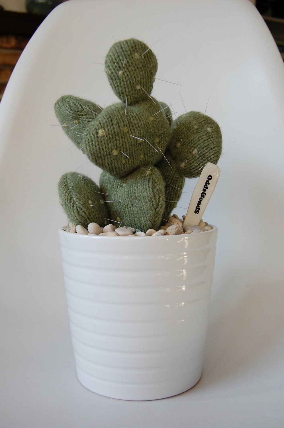 Woollen (knit) Prickly Pear Cactus in Ceramic Pot