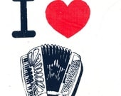 I Heart Accordion: Screenprinted Patch