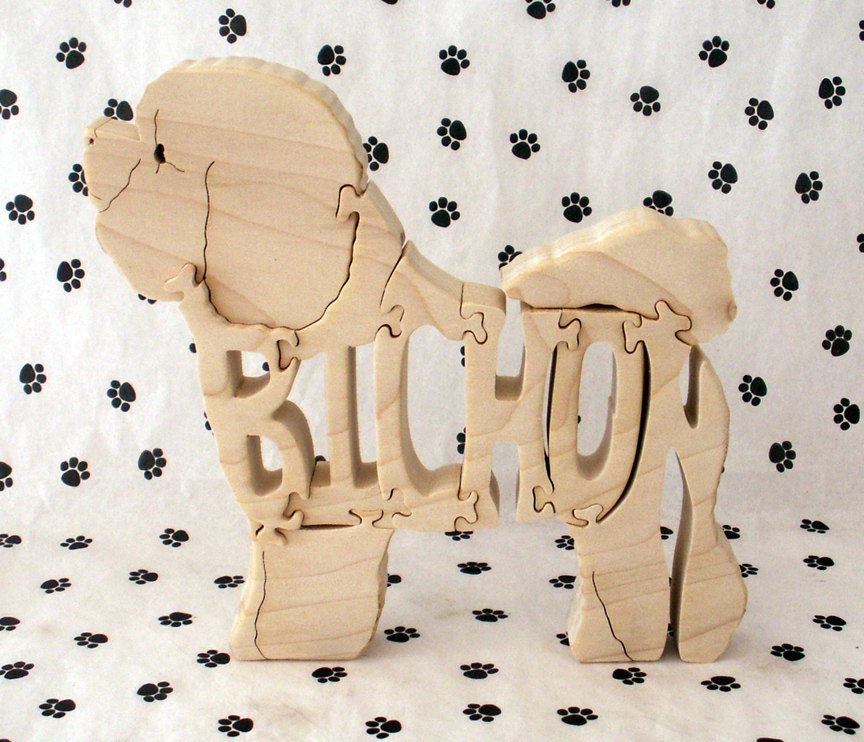 Handmade Fretwork Jigsaw Puzzle Wood Dog Bichon Frise by dogWoodbyDave on Etsy