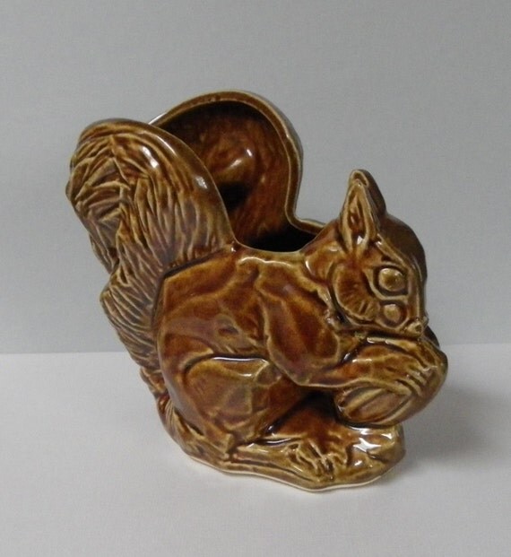 SQUIRREL PLANTER McCoy Pottery 1930s1940s by RogueValleyVintage