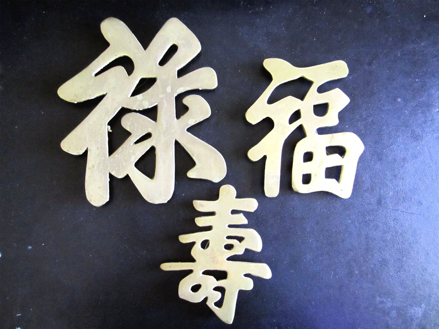VINTAGE ASIAN BRASS Wall Hanging Decor or Trivet /Set of 3