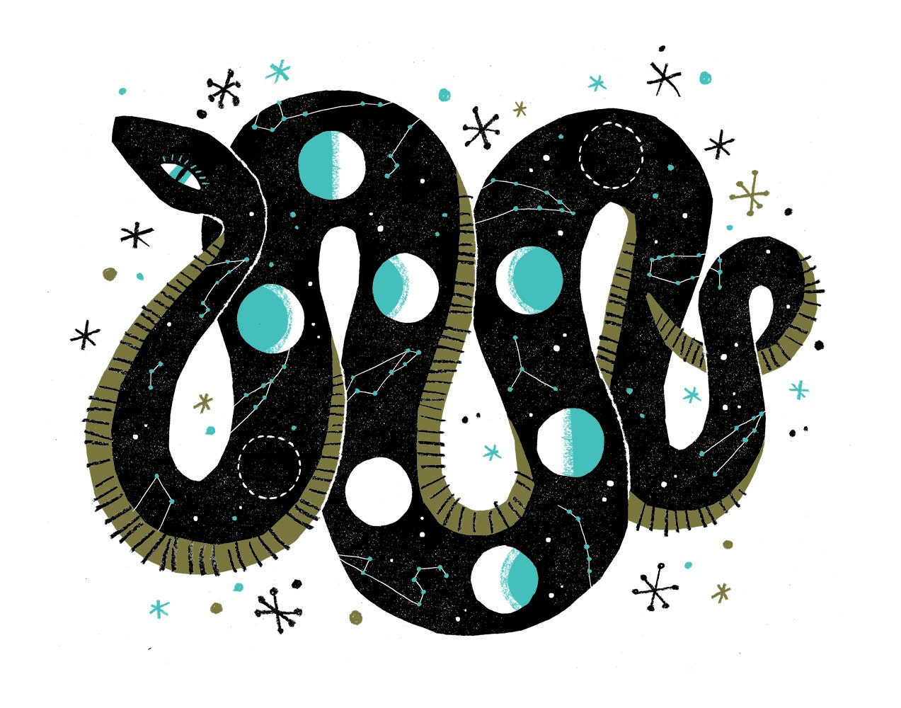 Lunar Cycles Risograph Print