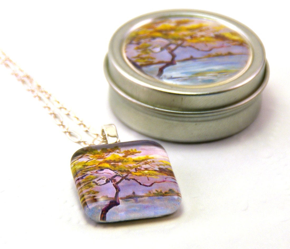 Florida Ocean Mangrove Fine Art Glass Pendant Necklace