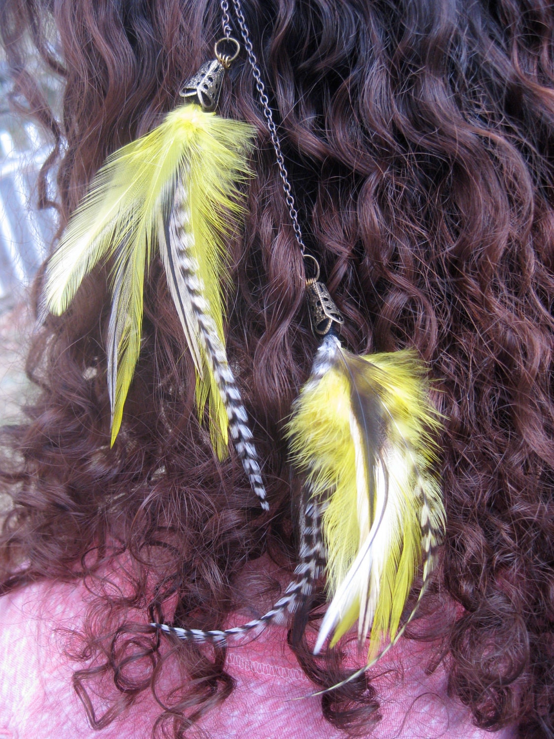 lemon stryper "" double feather extension "" FREE SHIPPING TO U.S.