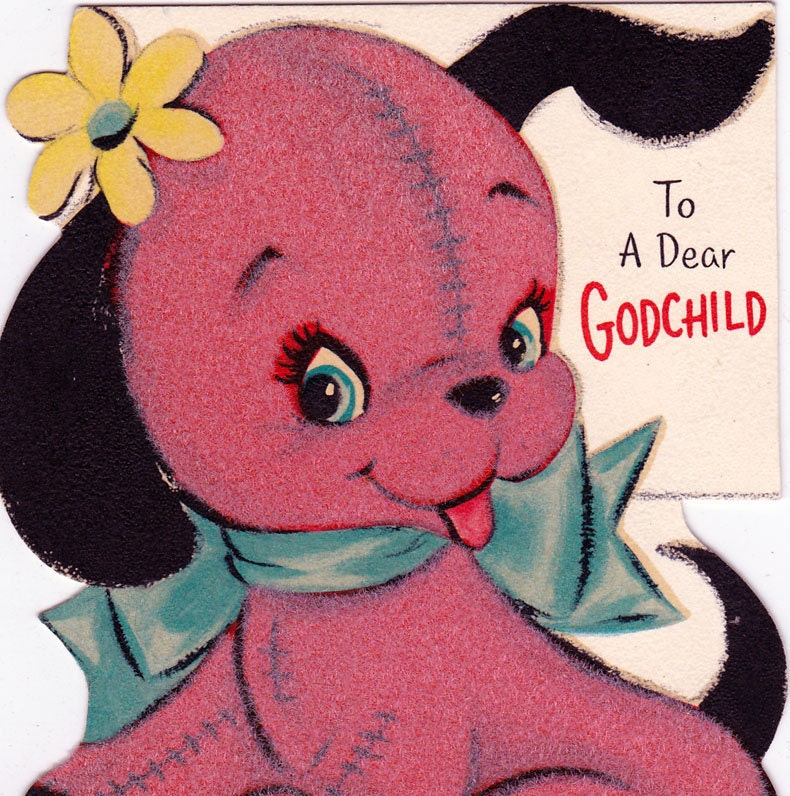 Vintage 1950s Happy Birthday Godchild Greeting Card (09)