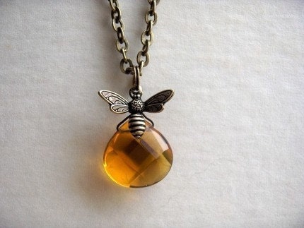 Bumble Bee Briolette Necklace Pendant