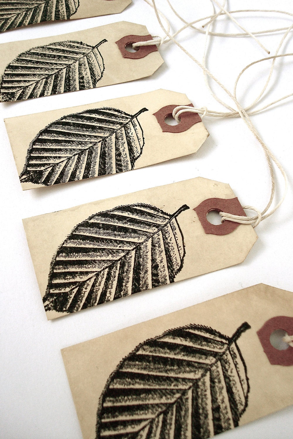 Gift Tags - Hang Tags - Vintage Style/Tea Stained - Handmade - Leaf - Set of 10 - everydaysaholiday