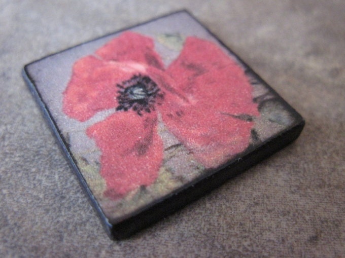 Poppy 1X1 Custom Drilled Ephemera Tile