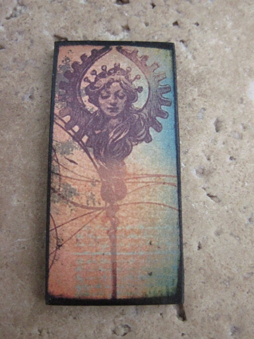 Lady pendant 1X2 Custom Drilled Vintage Lady Ephemera Tile