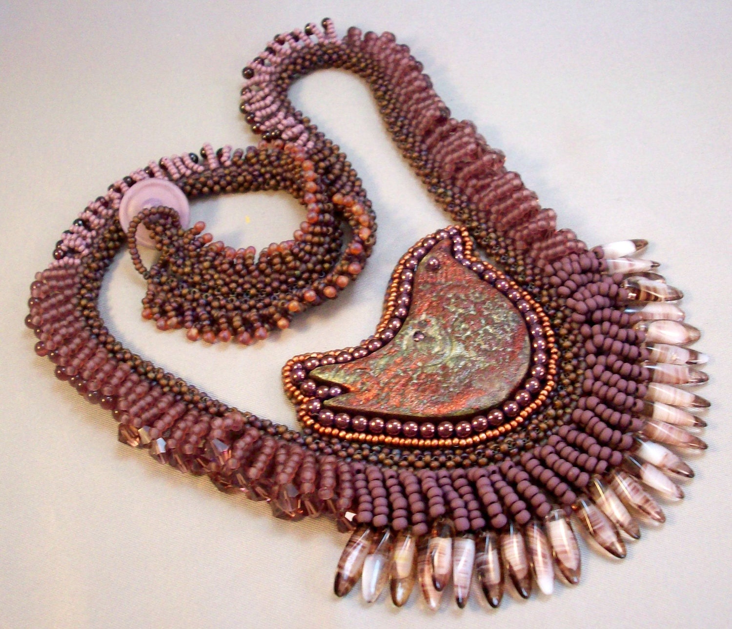 Deep Purple Bird Nest Loop Fringe Necklace