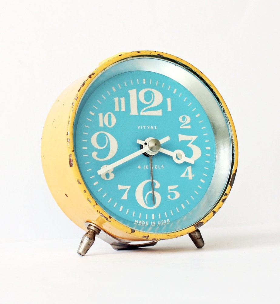 Vintage mechanical alarm clock Vitjaz from Russia Soviet Union