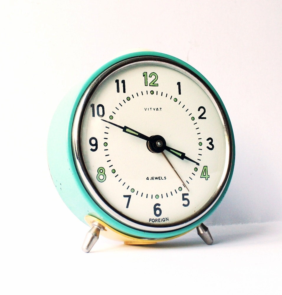 Vintage mechanical alarm clock Vitjaz from Russia Soviet Union