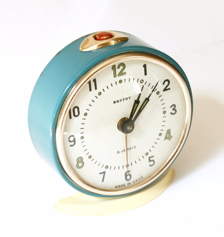 Vintage mechanical alarm clock Rostov from Russia Soviet Union