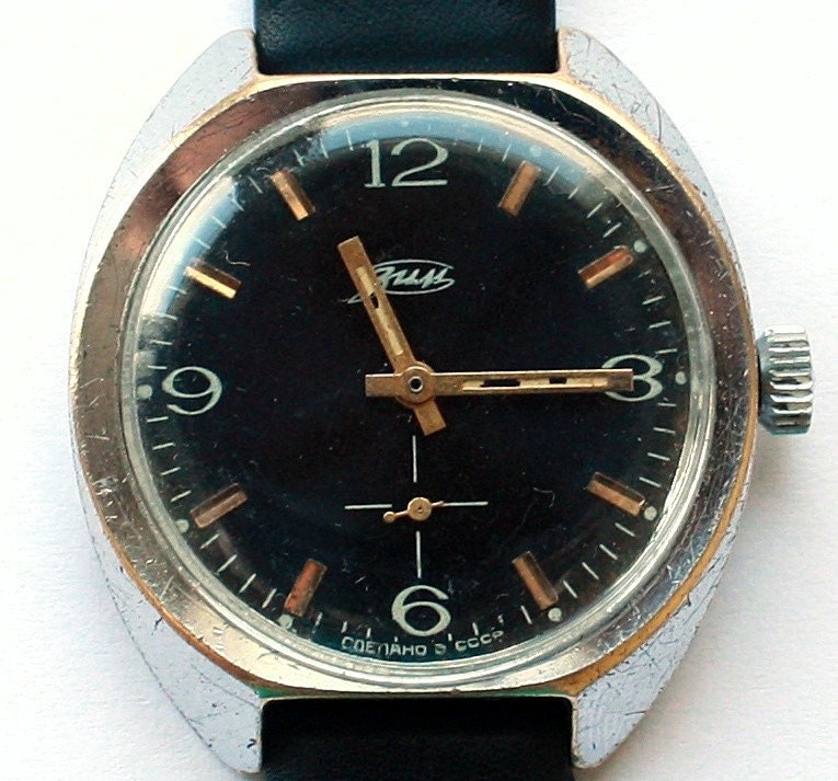 Vintage Russian wristwatch ZIM Pobeda from Soviet Union era