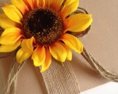 Rustic Sunflower Wedding Guest Book - Tea Dyed Muslin and Jute Ribbon with Rope Bow - Handmade - FREE Shipping