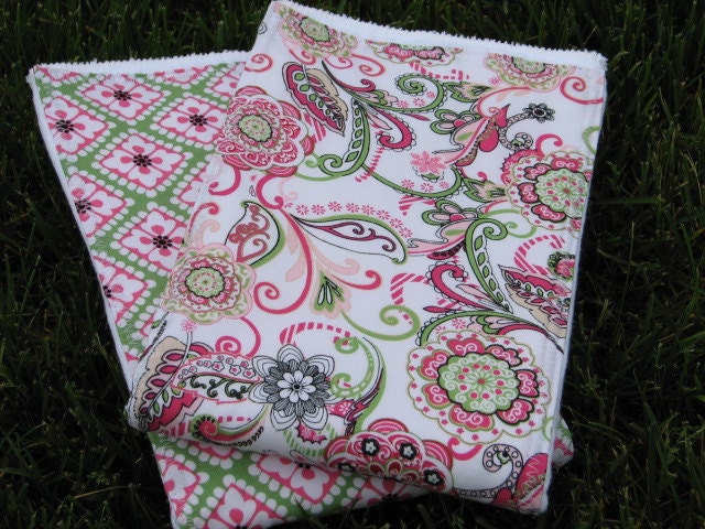 Set of 2 Pink Paisley and Diamond Burpies