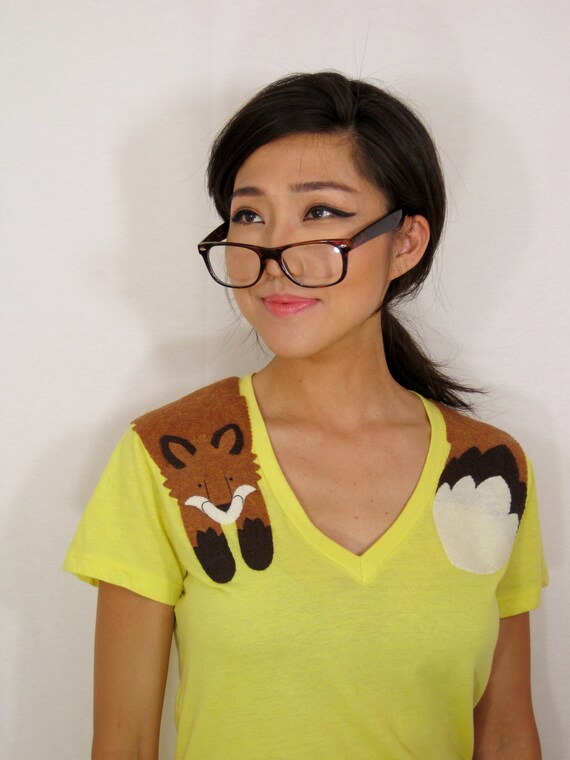Wrapped Fox T-shirt in Lemon Yellow, size L
