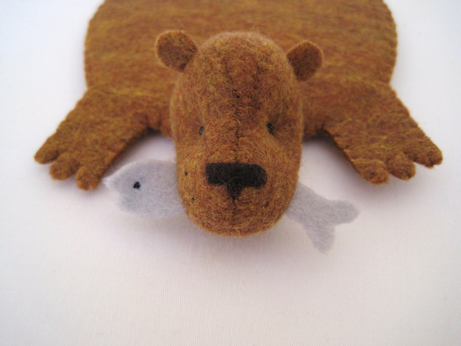 Bear Rug Coaster with Fish (copper with blue-gray fish)