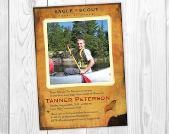 Eagle Scout Court of Honor Invitation with Eagle / Rustic and Program