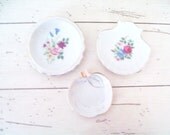 Vintage Butter Pats Trinket Dishes White Cottage Chic Dishes  Made In Japan Gold Edging Eco Wedding Cottage Decor