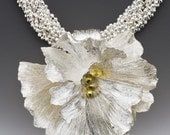Mother's day necklace, Academy awards, silver flower, artisan jewelry, wedding, red carpet, award winning made in america