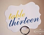 Table Number Sign (Modern Scroll) - Sample