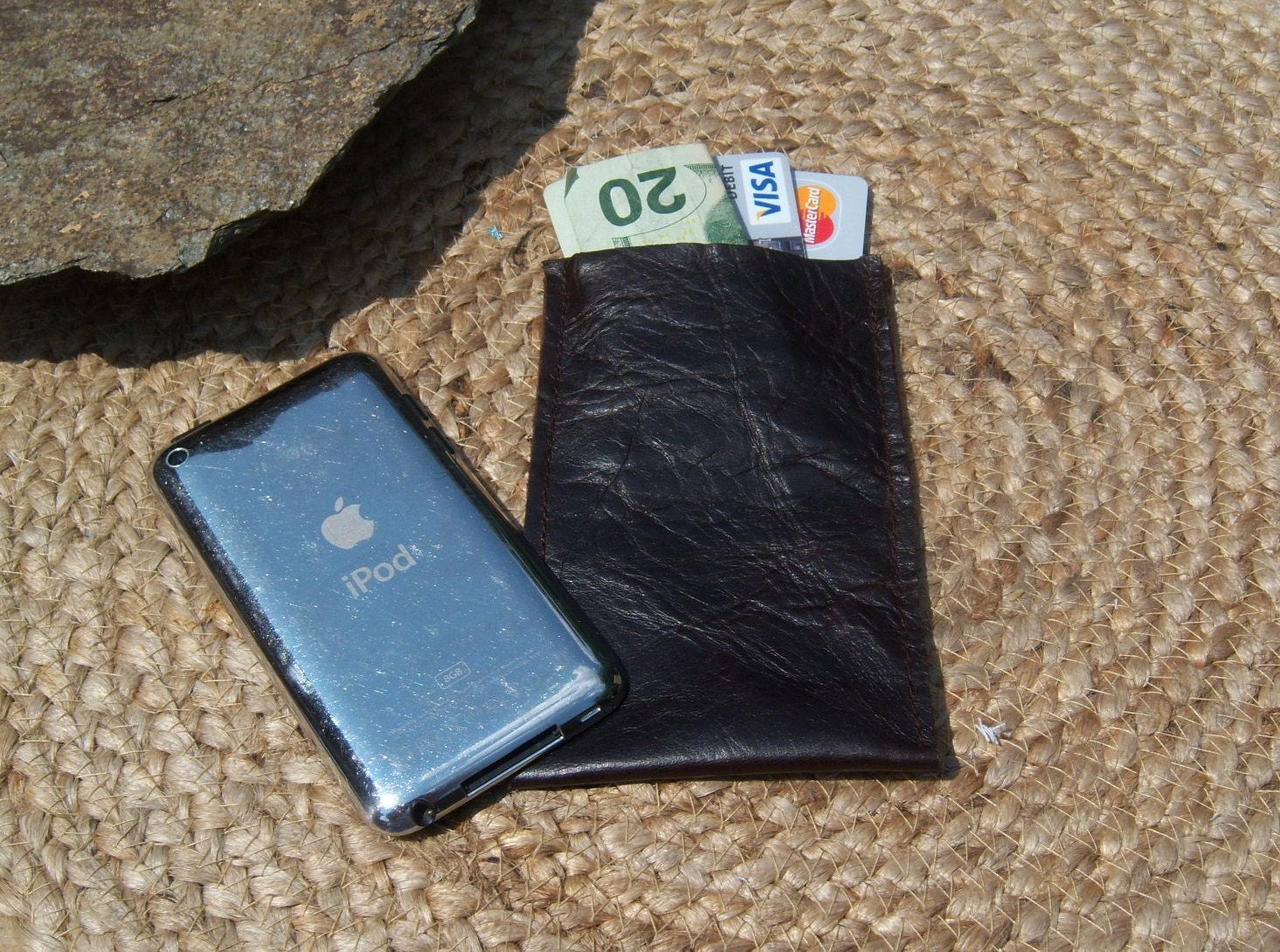 Dark Brown Leather iPhone or iPod case or wallet Perfect for Father's Day Gift