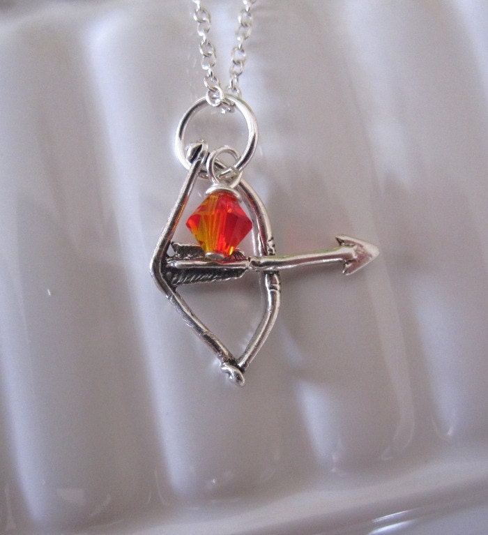 Sterling Silver Bow and Arrow Necklace Archery Fire by ilovecharms