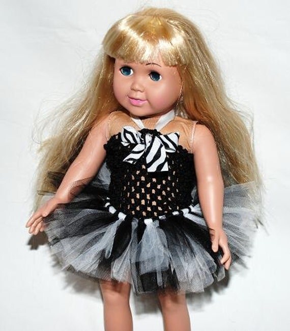 2Piece Zebra Tutu Outfit for 18" and 15" Dolls Fits American Girl