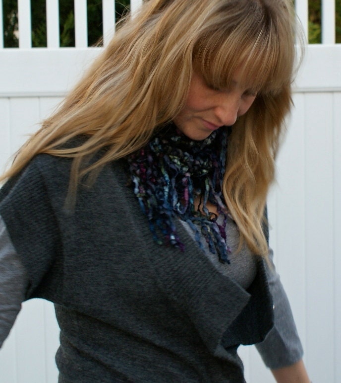 Open Weave Crochet Mobius in Bright Charcoal
