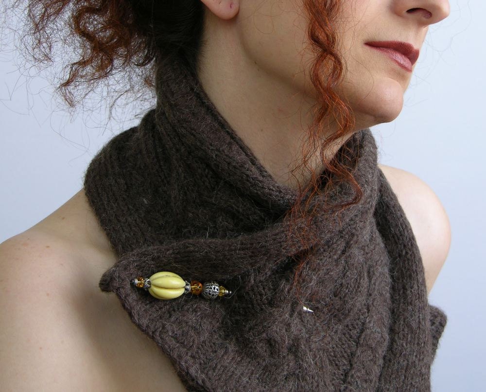 cable knit scarflette cowl neck wrap neck warmer scarf coffee dark brown wool alpaca unisex fall winter curationnation