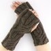 knit arm warmers cable knit  fingerless gloves knit mittens dark coffee chocolate brown   alpaca mix unisex men women curationnation