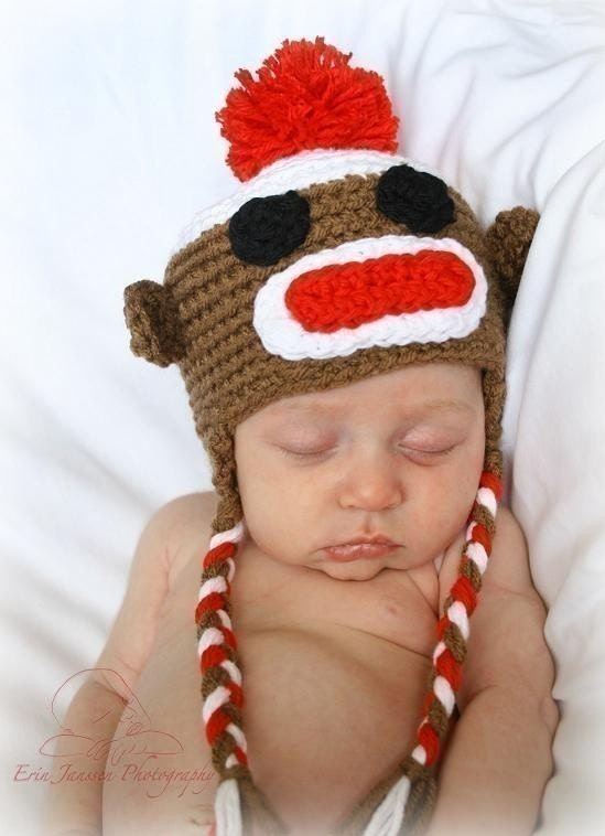PDF Sock Monkey Beanie All sizes Crochet PATTERN